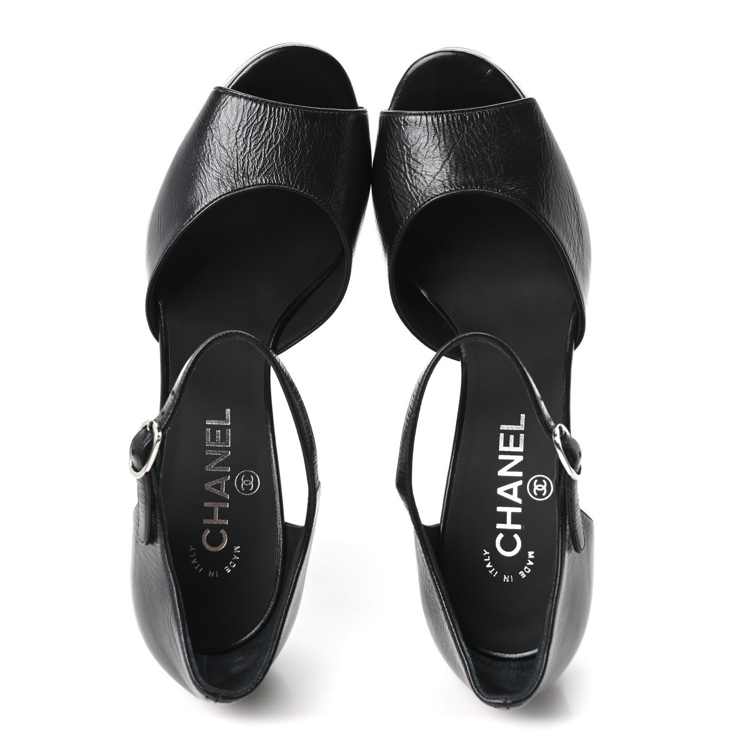 Chanel Shiny Lambskin Sandals 39.5 Black 2 of 10