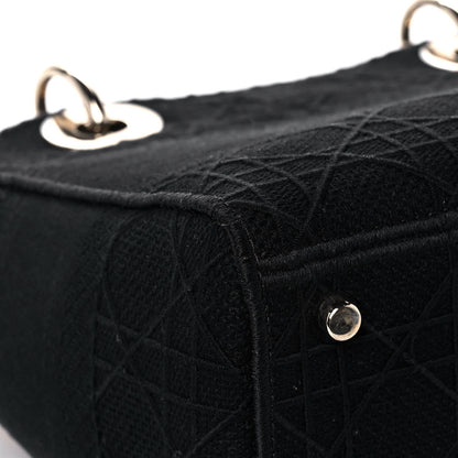 Christian Dior Canvas Embroidered Cannage Medium Lady D-Lite Black 7 of 14