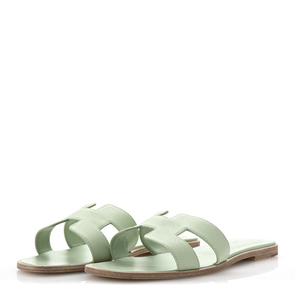 Hermes Epsom Oran Sandals 40.5 Vert Jade 4 of 10