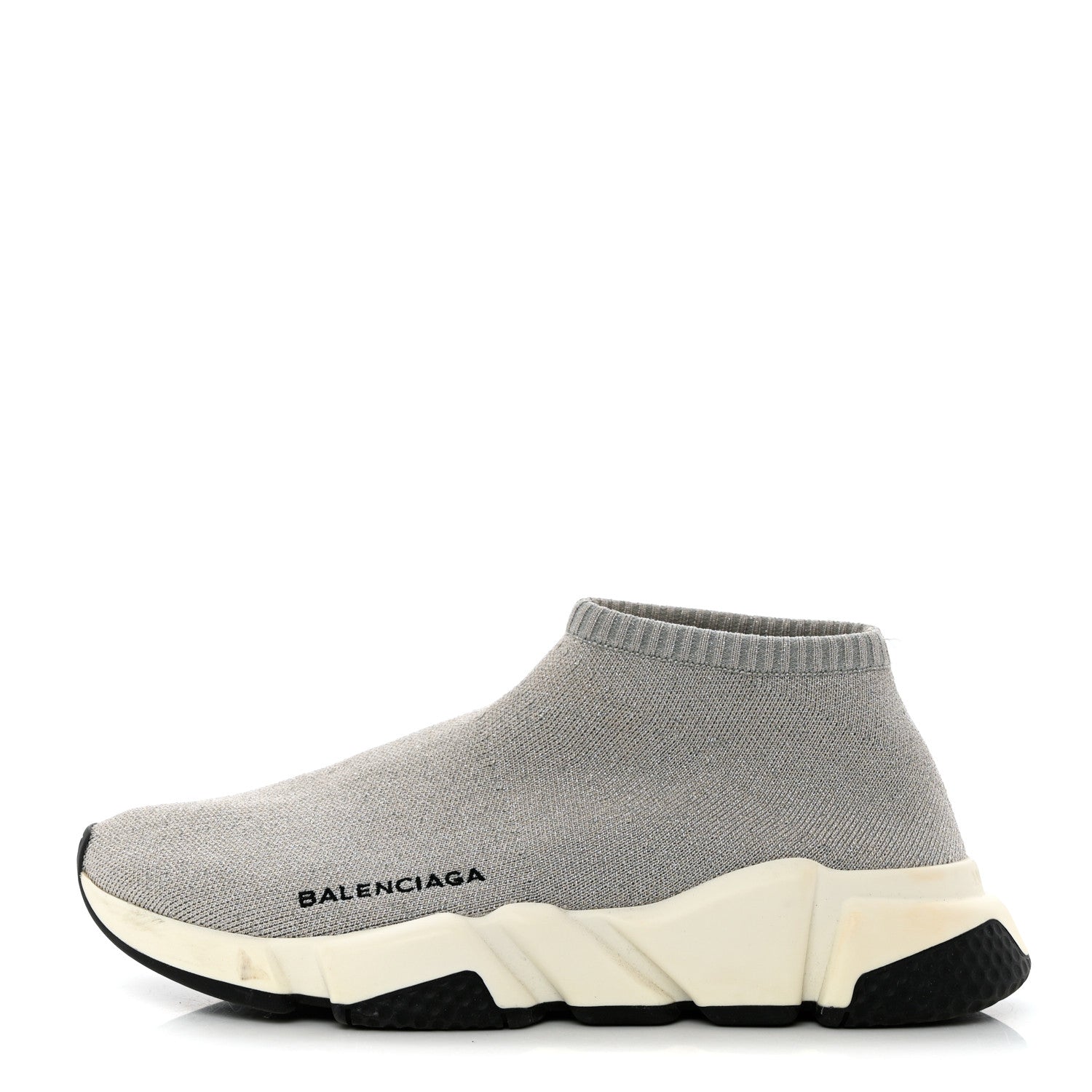 Balenciaga Sweatshirt Knit Bi-Color Sole Womens Speed Sneakers 38 Grey White Black 1 of 8
