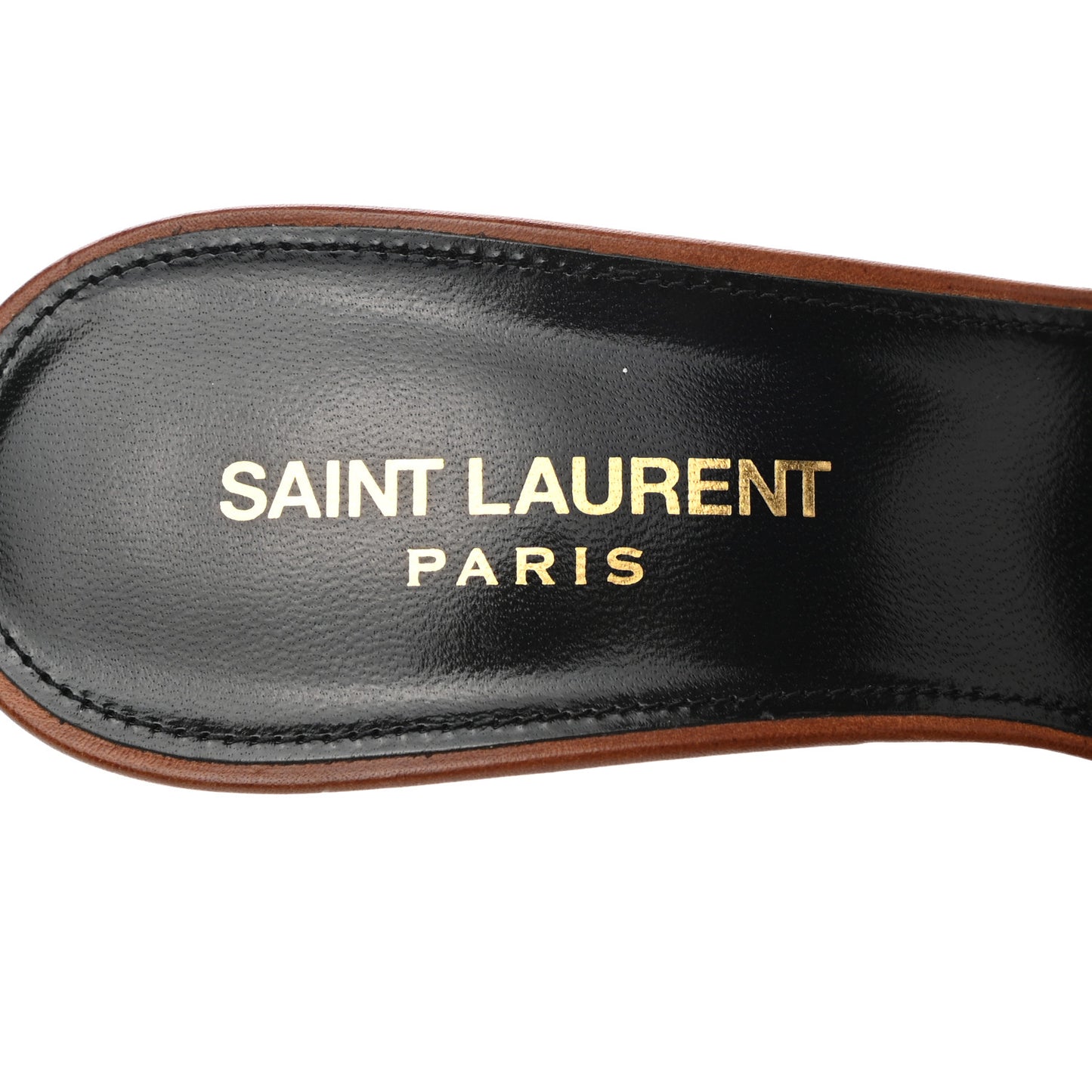 Calfskin Tribute 85 Slide Sandals 37 Amber