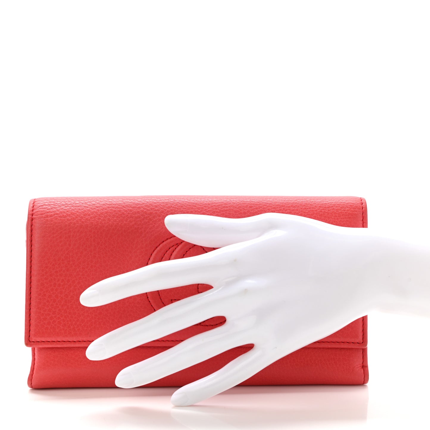 Pebbled Calfskin Large Soho Continental Wallet Red