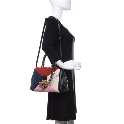 Gucci Calfskin Bamboo Trapuntata Queen Margaret Top Handle Bag Blue Agata Hibiscus Red Mystic White Sugar Pink 2 of 10