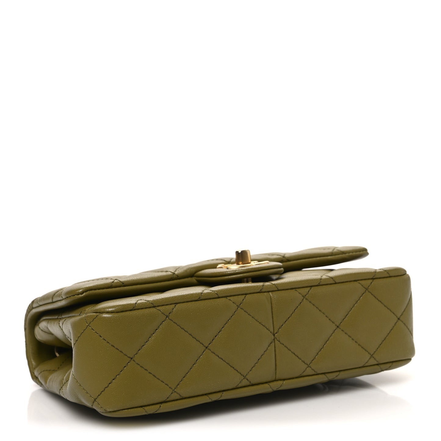 Lambskin Quilted Small Wenge Wood Flap Green