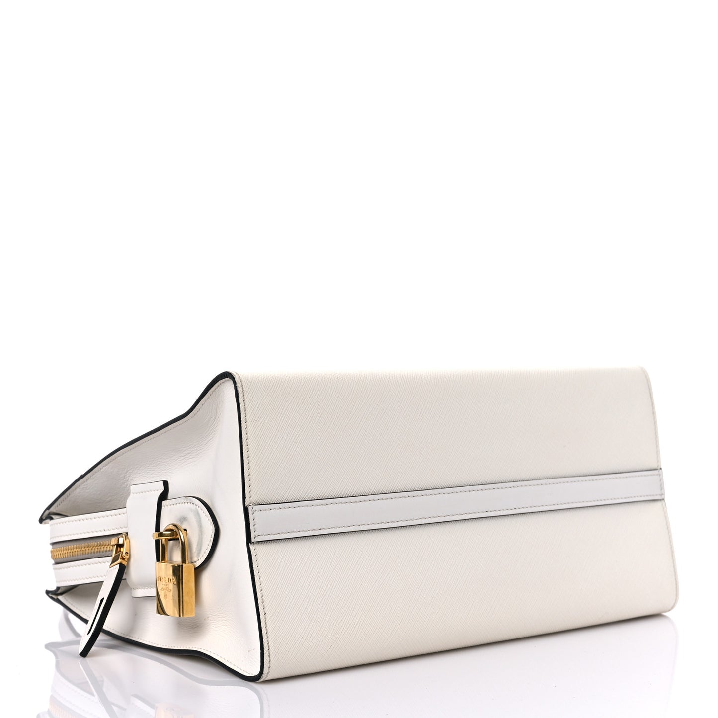 Saffiano City Calfskin Bibliothèque Top Handle White