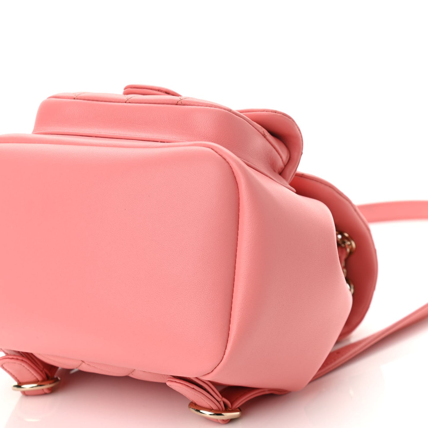 Lambskin Quilted Small Duma Drawstring Backpack Pink