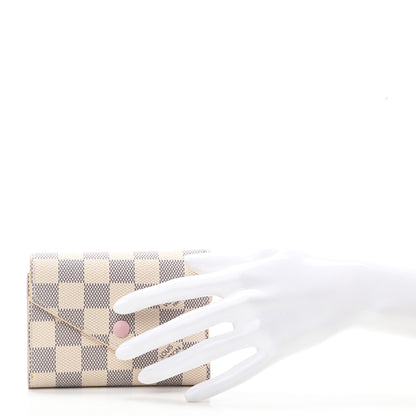 Louis Vuitton Damier Azur Victorine Wallet Rose Ballerine 2 of 8