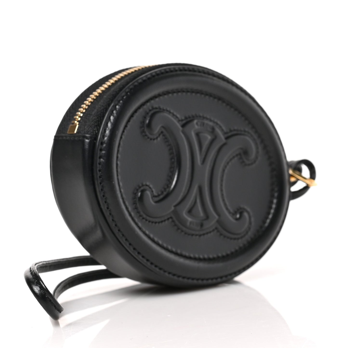 Smooth Calfskin Triomphe Oval Wallet Black