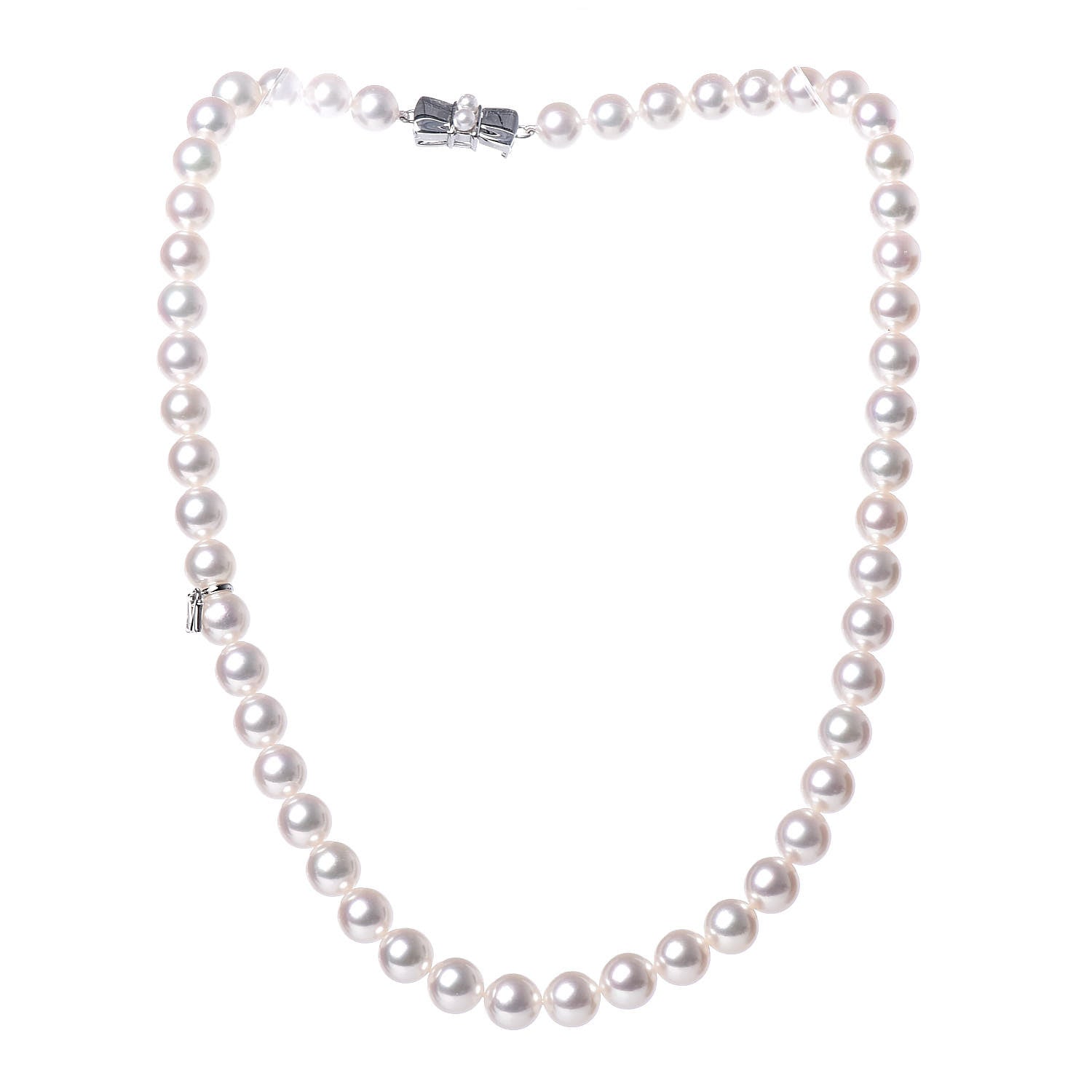 Mikimoto Sterling Silver 18K White Gold Akoya Pearl 7-8mm Strand Necklace Earring Set 4 of 10