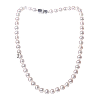 Mikimoto Sterling Silver 18K White Gold Akoya Pearl 7-8mm Strand Necklace Earring Set 4 of 10