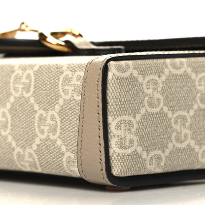 Gucci GG Supreme Monogram Textured Dollar Calfskin Mini Horsebit 1955 Shoulder Bag Beige Mystic White Oatmeal 10 of 11