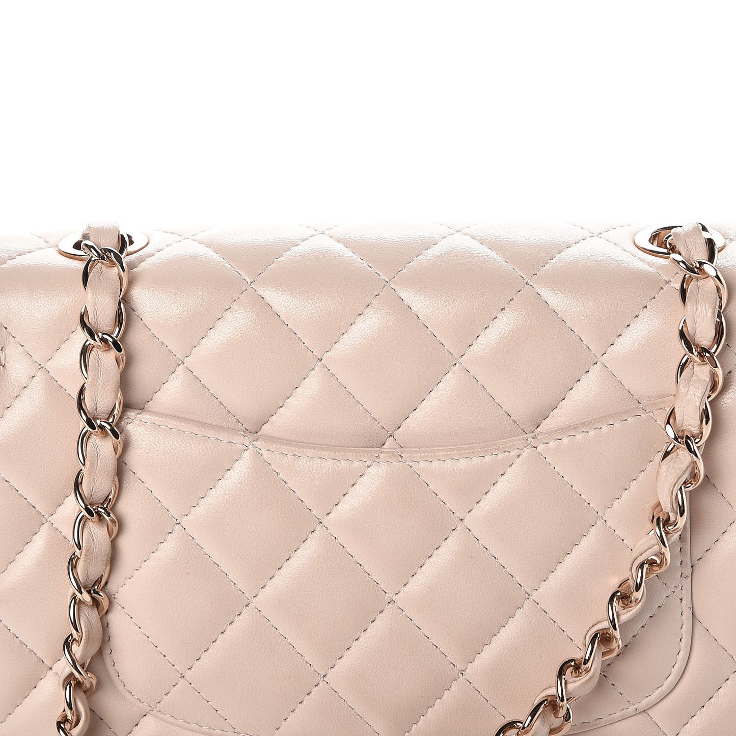 Lambskin Quilted Mini Rectangular Flap Light Pink