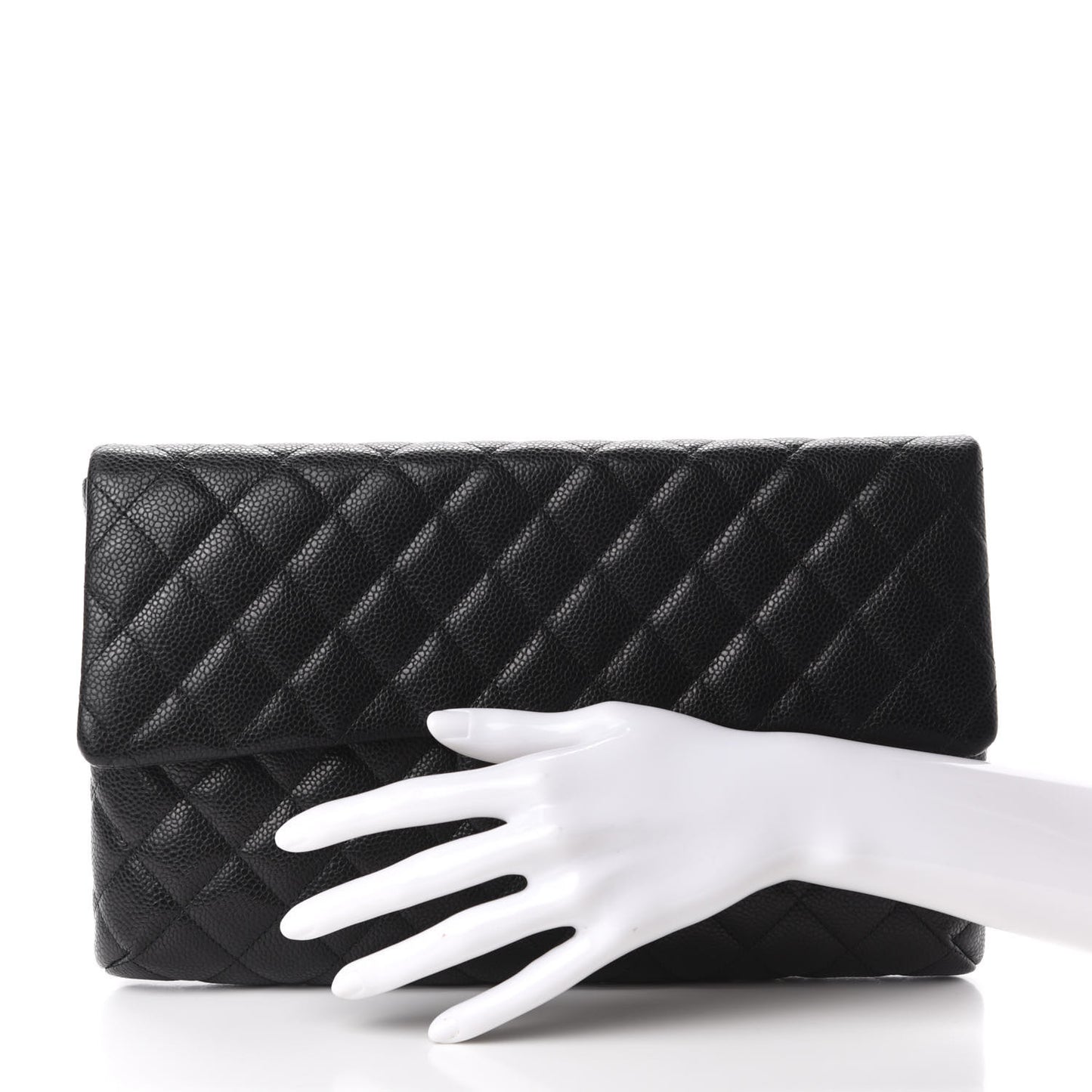 Caviar Quilted Flap Clutch Black