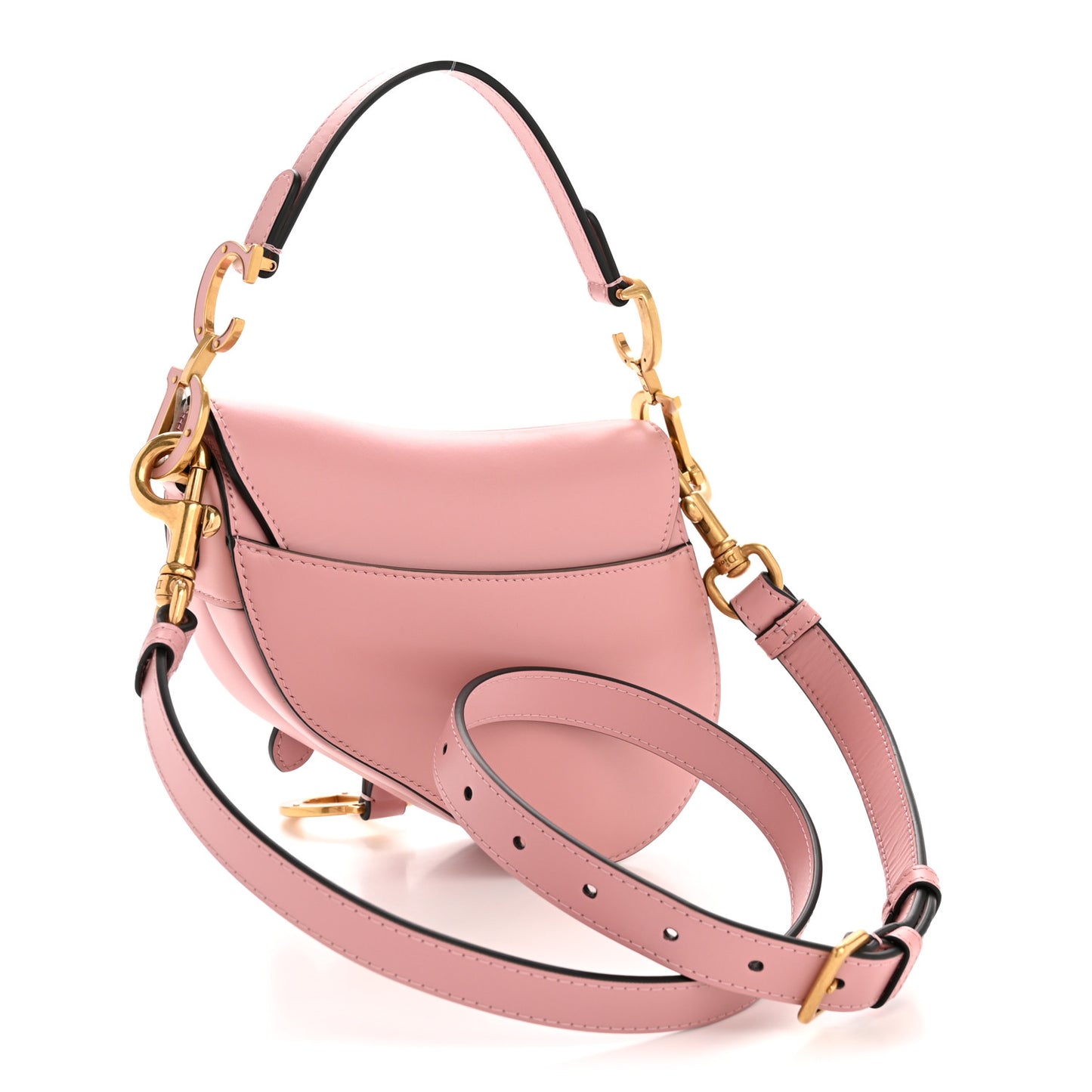 Supple Calfskin Mini Saddle Bag With Strap Old Rose