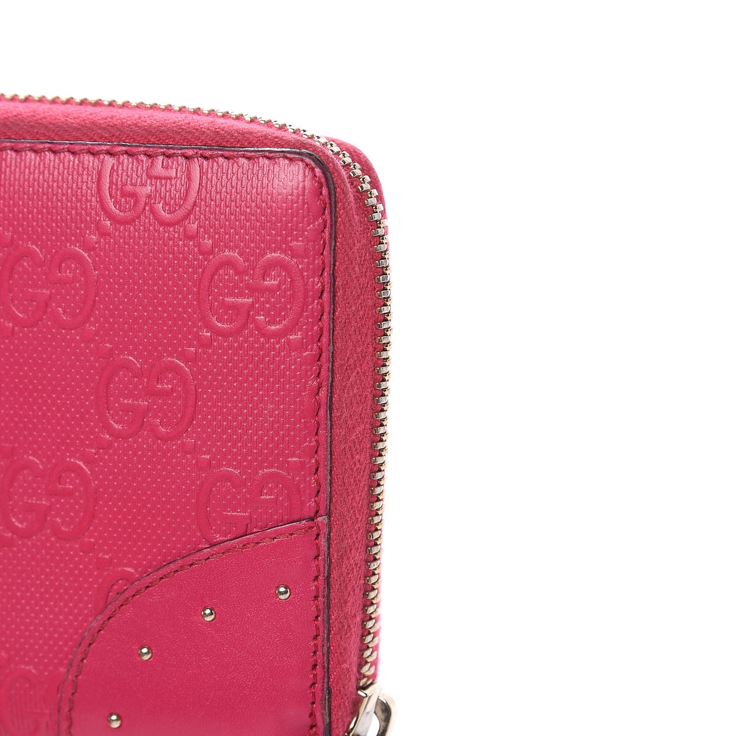 HIlary Lux GG Monogram Embossed Studded Zip Around Wallet Blossom