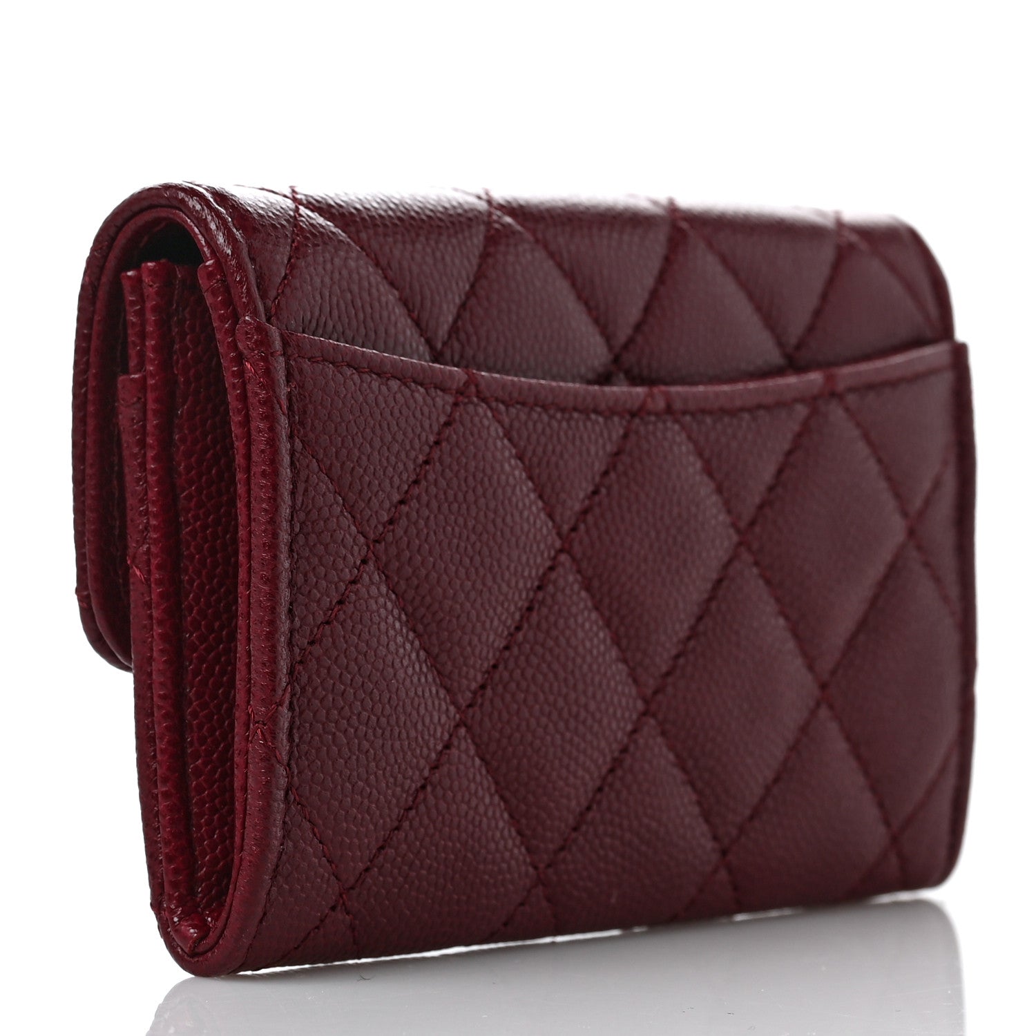 Chanel Caviar Quilted Flap Card Holder Wallet Burgundy 3 of 11