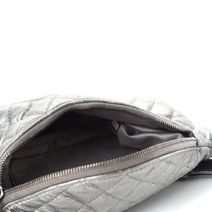 Chanel Metallic Goatskin Quilted Banane Waist Bag Fanny Pack Silver 5 of 11