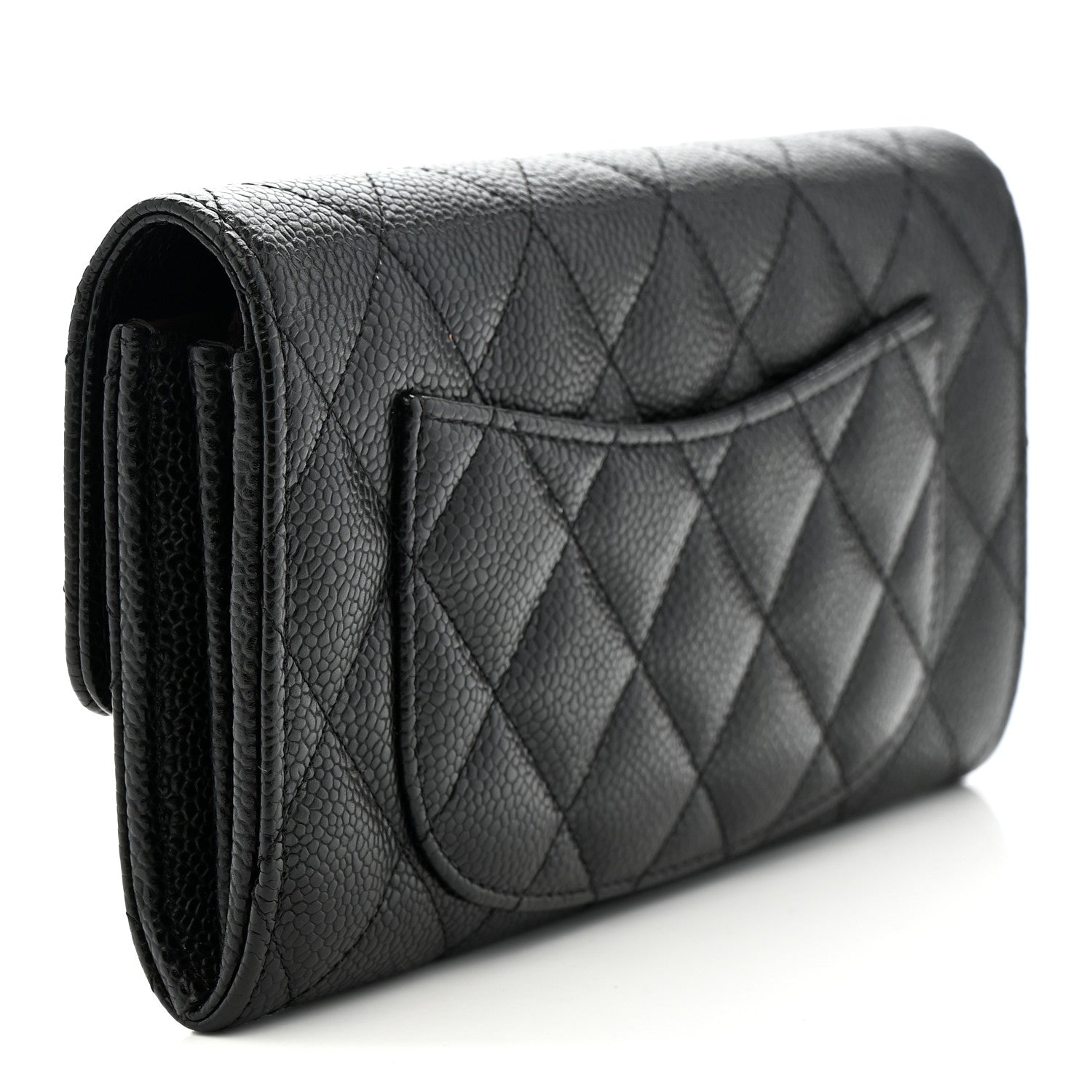 Chanel Caviar Quilted Large Gusset Flap Wallet Black 3 of 9