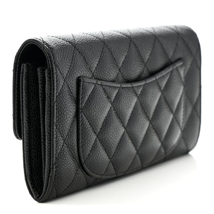 Chanel Caviar Quilted Large Gusset Flap Wallet Black 3 of 9