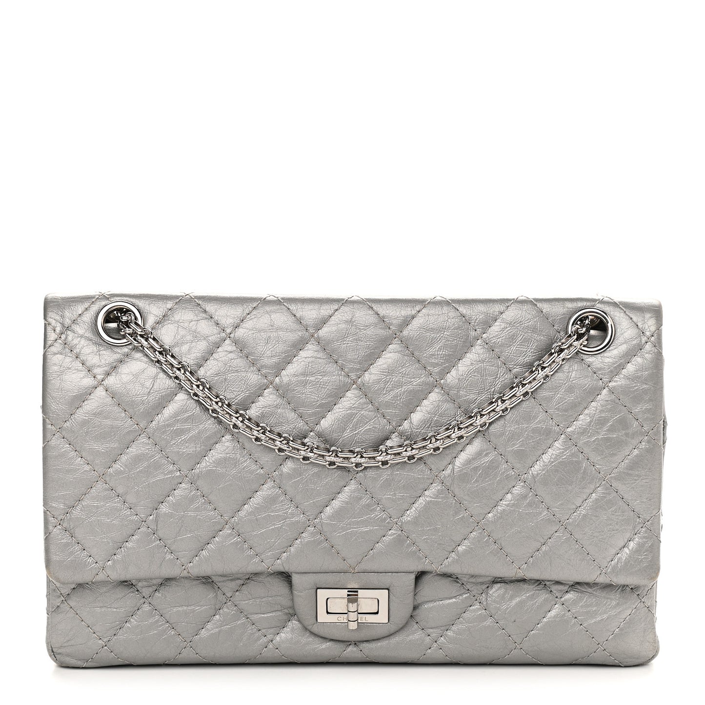 Metallic Aged Calfskin Quilted 2.55 Reissue 226 Flap Silver