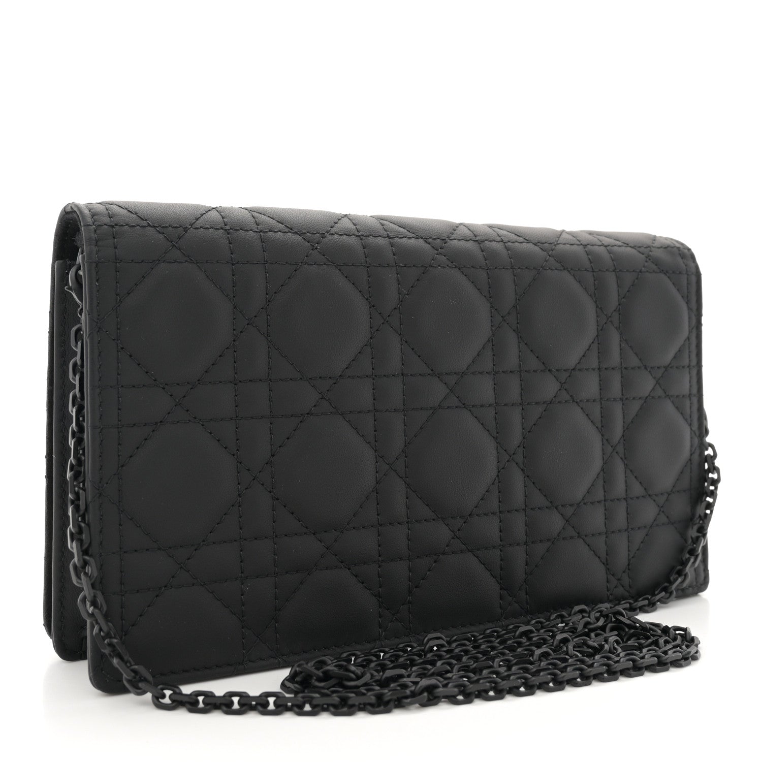 Christian Dior Ultra Matte Calfskin Cannage Lady Dior Clutch Black 3 of 12