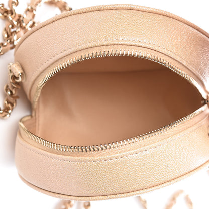 Chanel Iridescent Caviar Quilted Round Clutch With Chain Beige 5 of 8