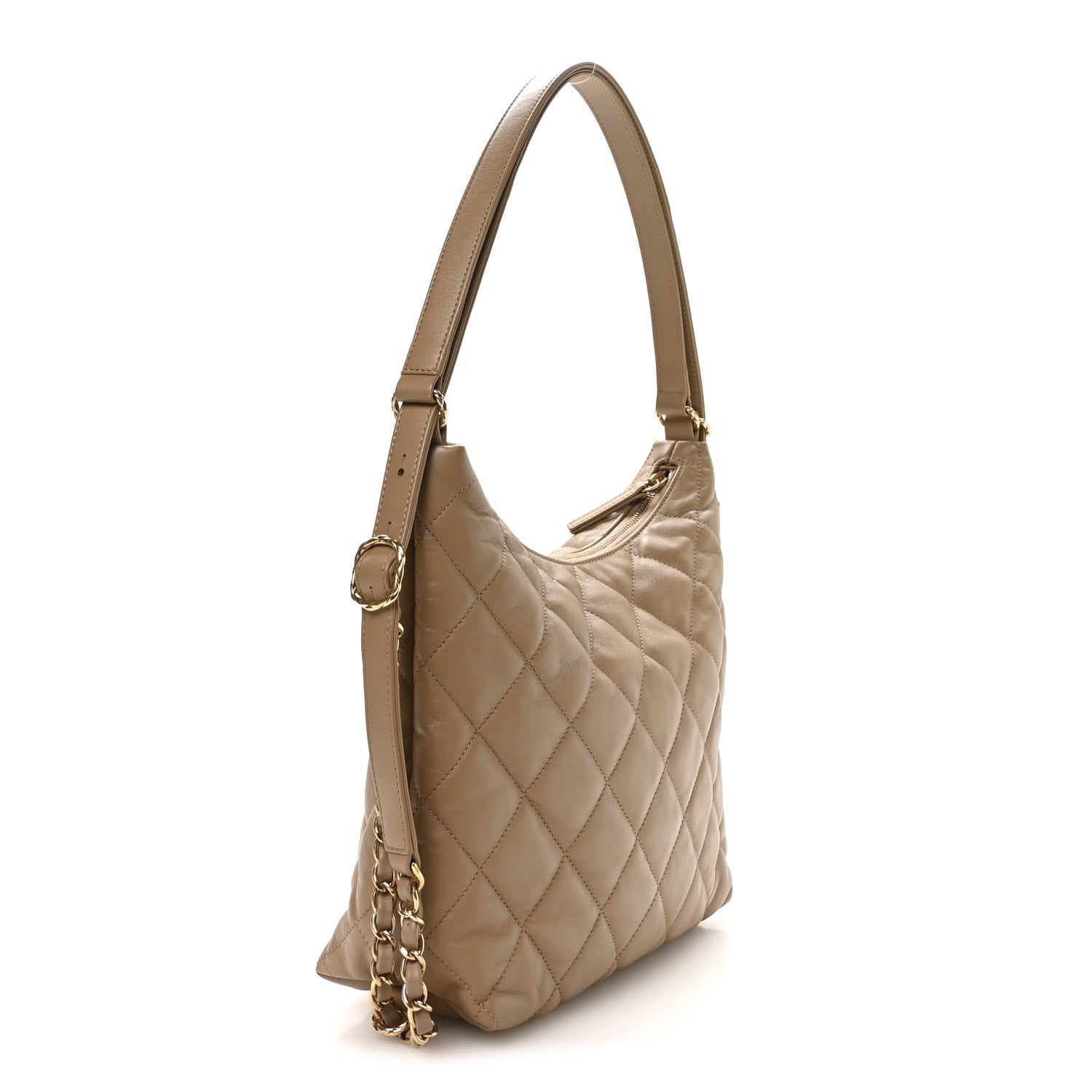 Chanel Lambskin Quilted Hobo Beige 2 of 10