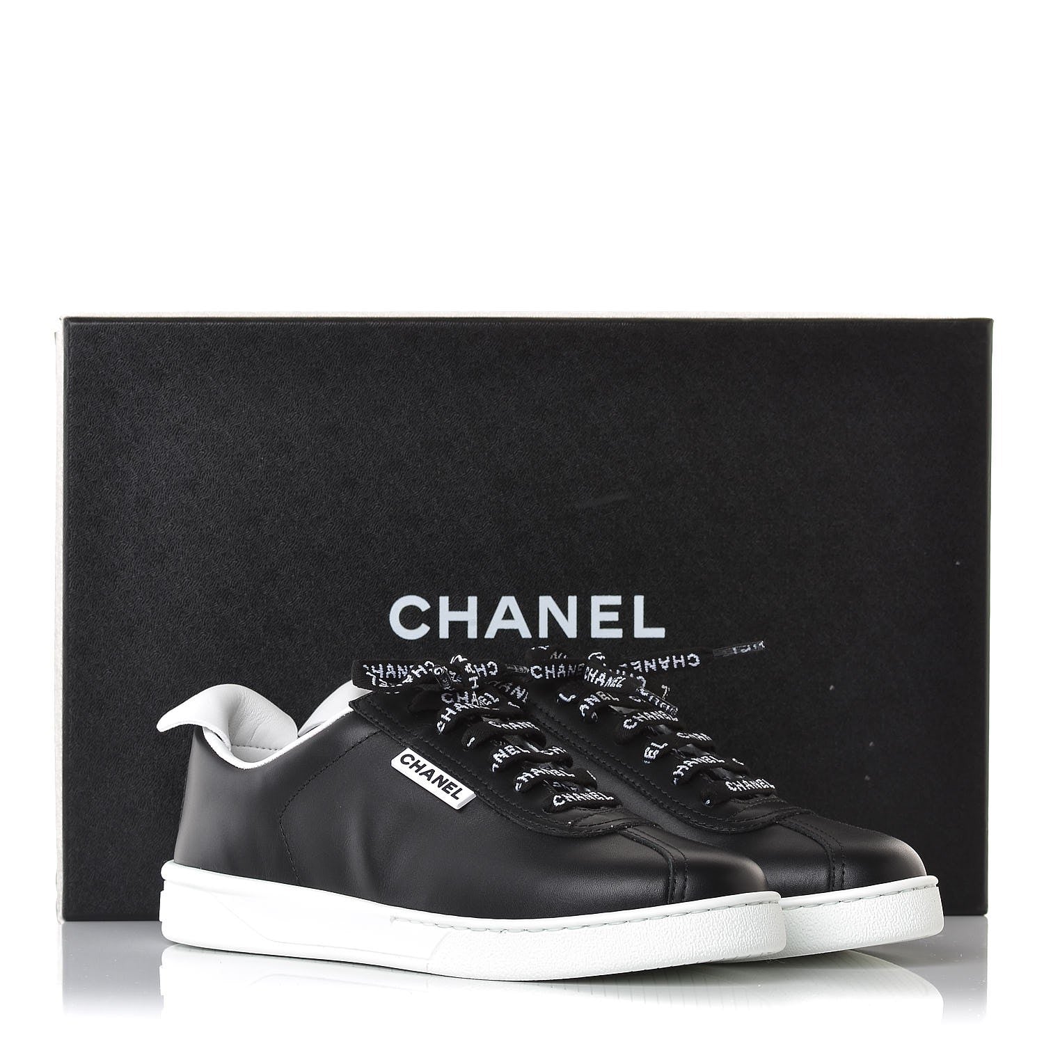 Chanel Calfskin CC Womens Sneakers 37 Black 10 of 10