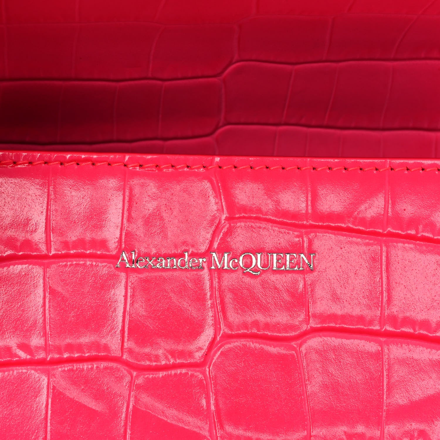 Alexander McQueen Shiny Crocodile Embossed Jeweled Satchel Peony Pink 9 of 10