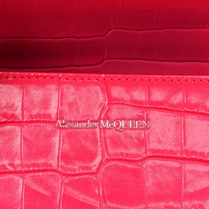 Alexander McQueen Shiny Crocodile Embossed Jeweled Satchel Peony Pink 9 of 10