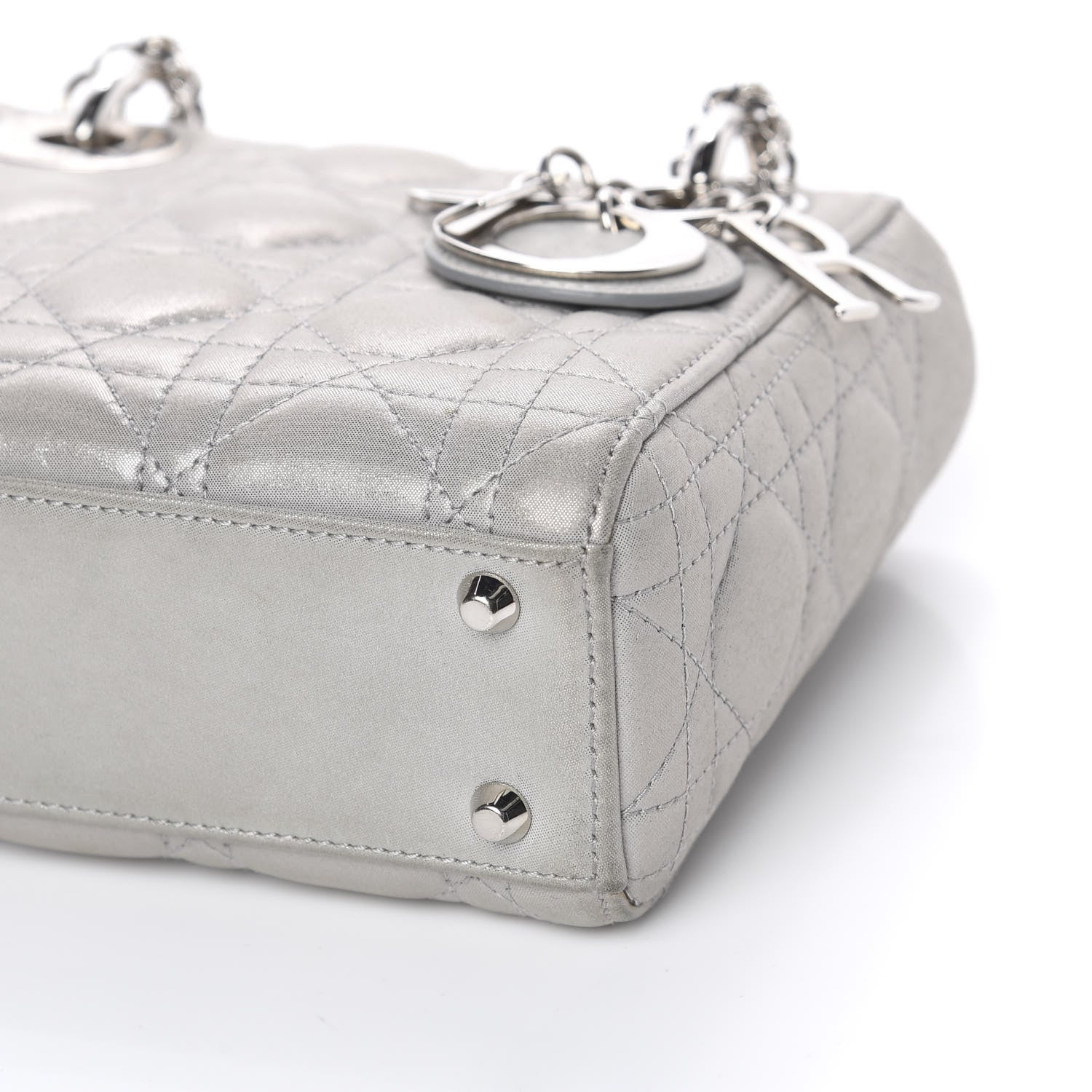 Christian Dior Metallic Lambskin Cannage Mini Lady Dior Grey 10 of 12