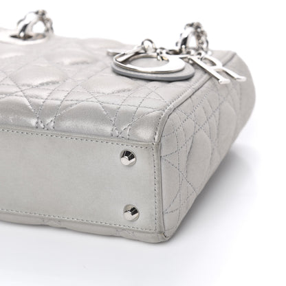 Christian Dior Metallic Lambskin Cannage Mini Lady Dior Grey 10 of 12