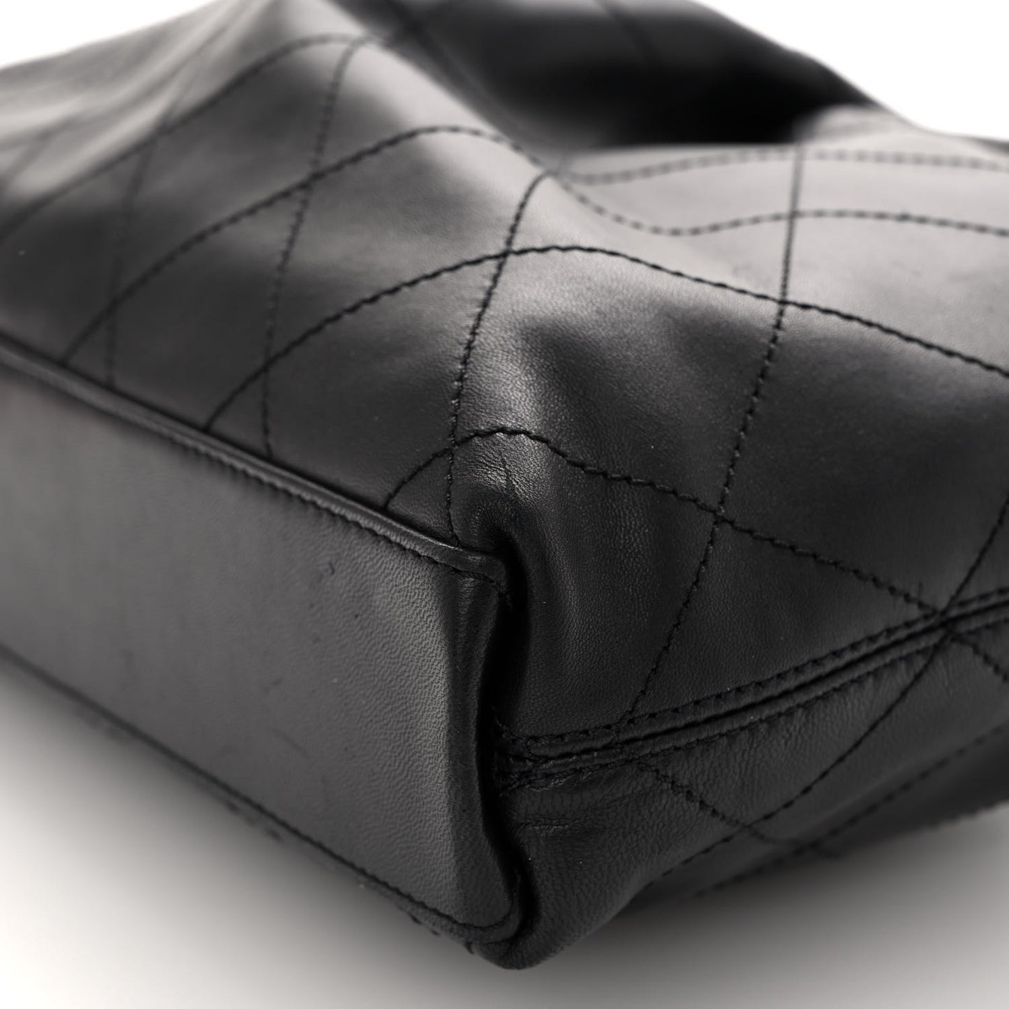 Lambskin Large Wood Handle Bag Black