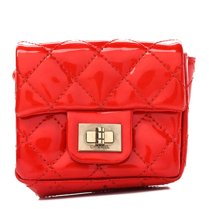 Chanel Patent Quilted 2.55 Ankle Wrist Bag Red 1 of 9