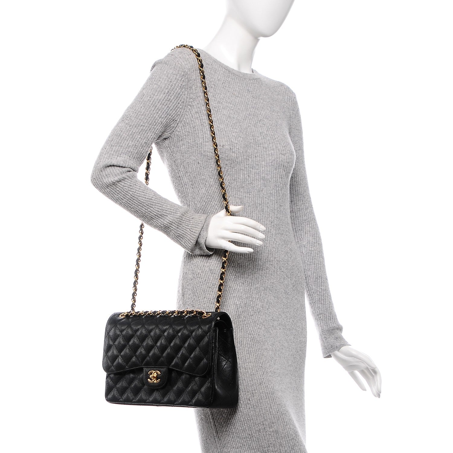 Chanel Caviar Quilted Jumbo Double Flap Black 2 of 9