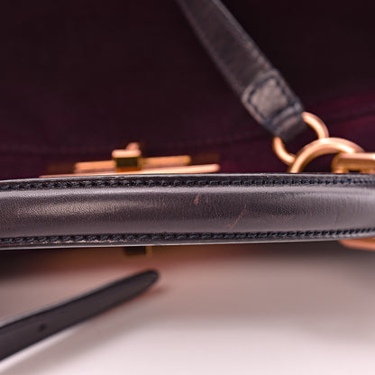 Fendi Denim Vitello Zucca Medium Peekaboo Iconic Satchel Vinaccia Blue Navy 15 of 15