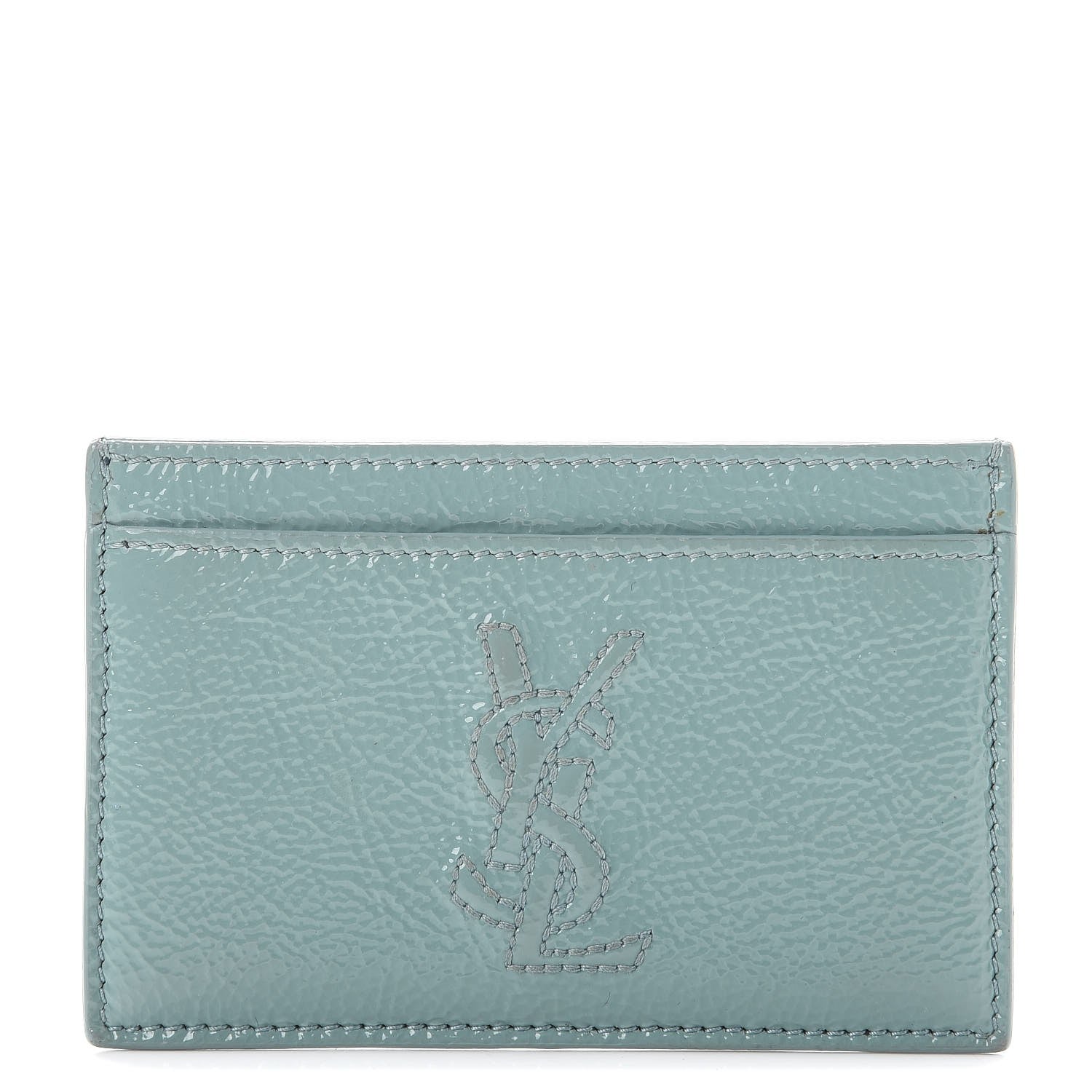 Saint Laurent Textured Patent Belle De Jour Card Case Light Green 1 of 9