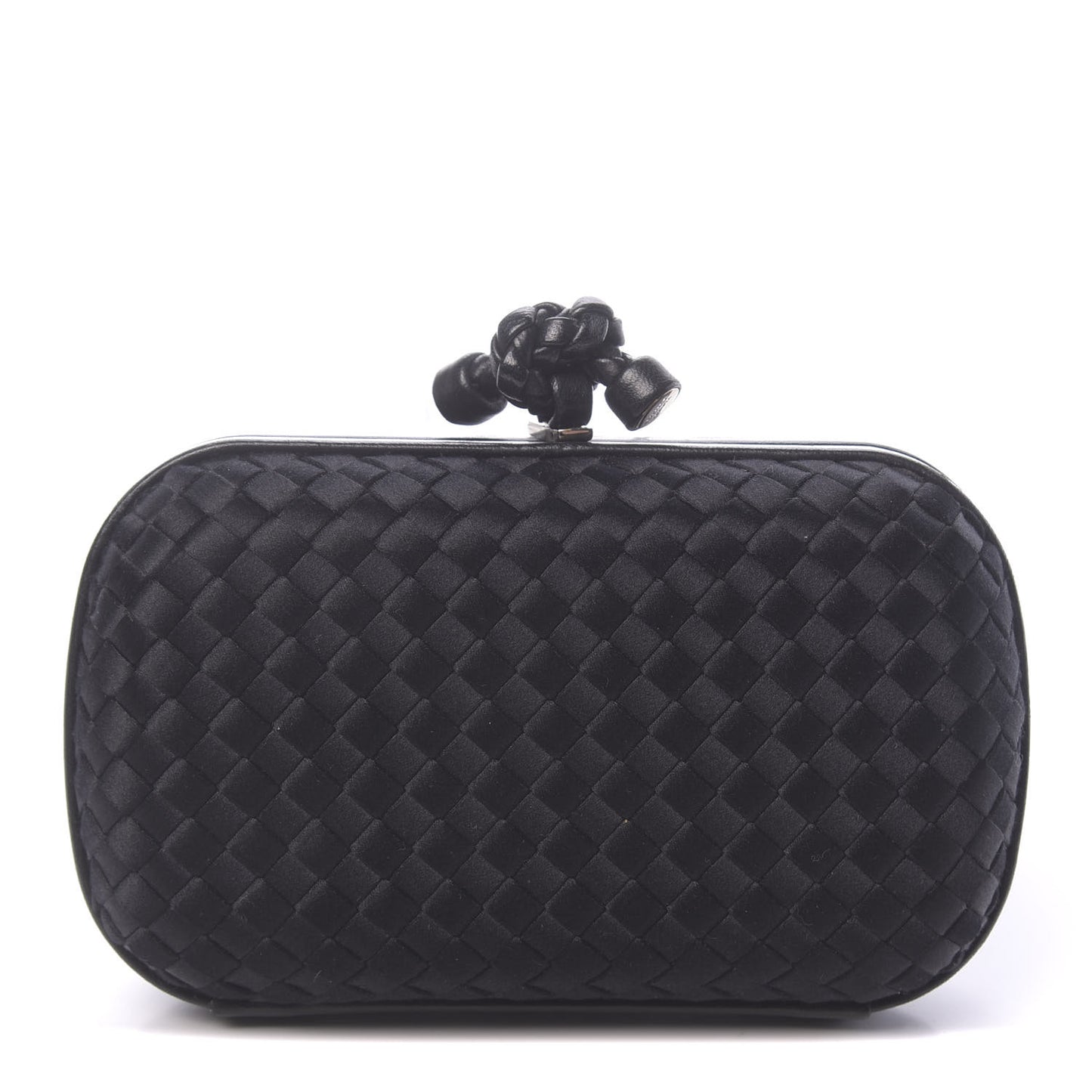 Satin Intreccio Impero Knot Clutch Black