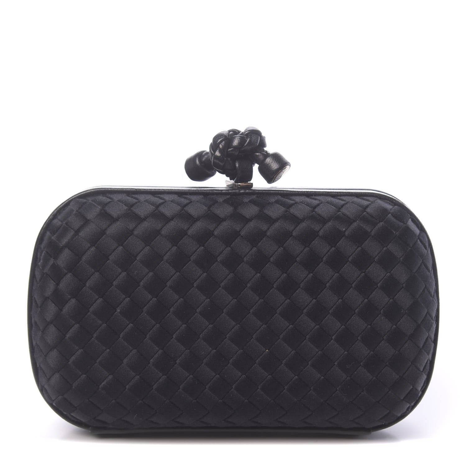 Bottega Veneta Satin Intreccio Impero Knot Clutch Black 1 of 8