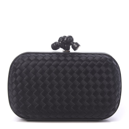 Bottega Veneta Satin Intreccio Impero Knot Clutch Black 1 of 8