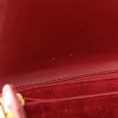 Saint Laurent Calfskin Crocodile Embossed Elise Chain Shoulder Bag Red 11 of 19