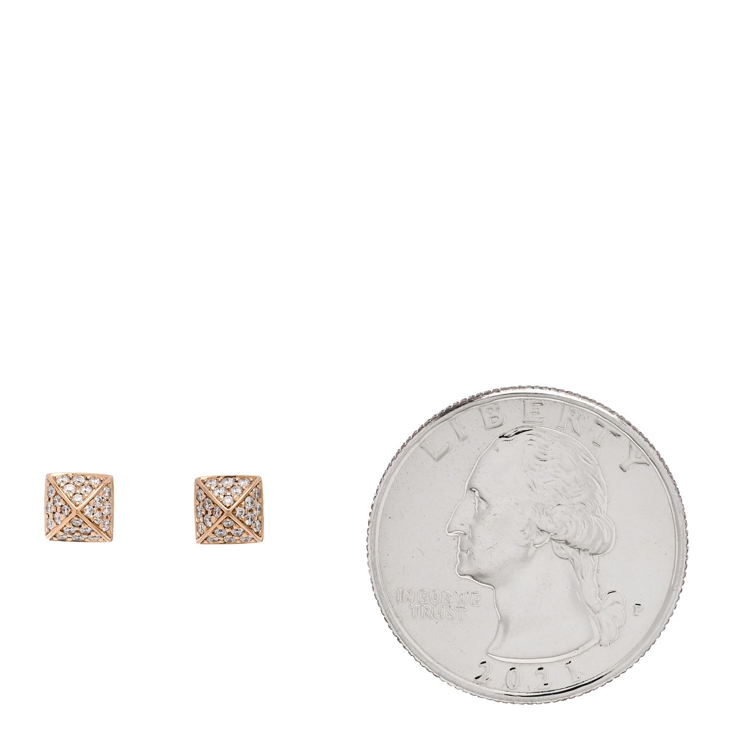Hermes 18K Rose Gold Diamond Clou d'H Stud Earrings 2 of 5
