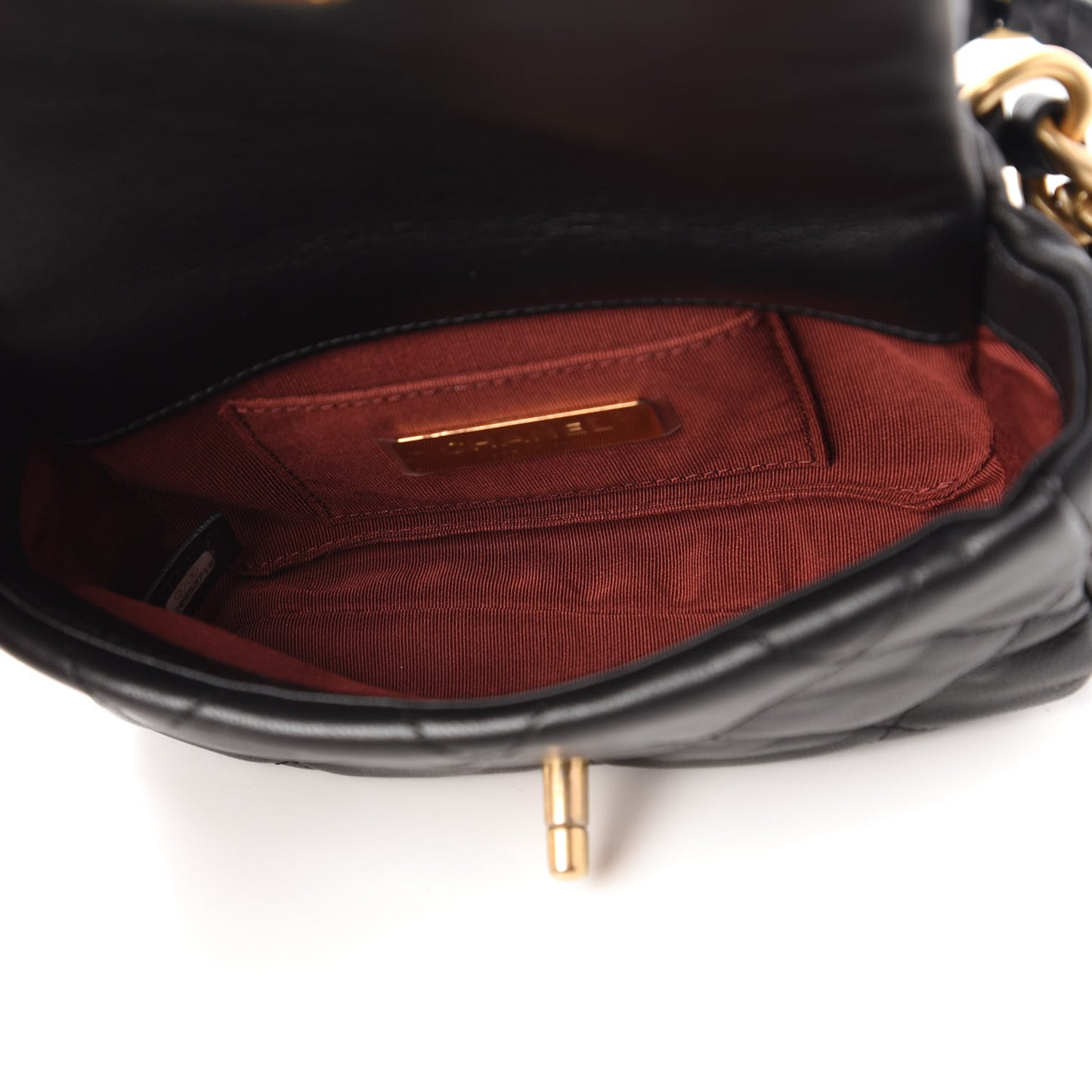 Goatskin Quilted Chanel 19 Waist Bag Black