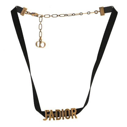 Christian Dior Grosgrain Ribbon J'Adior Logo Choker Necklace Black 3 of 6