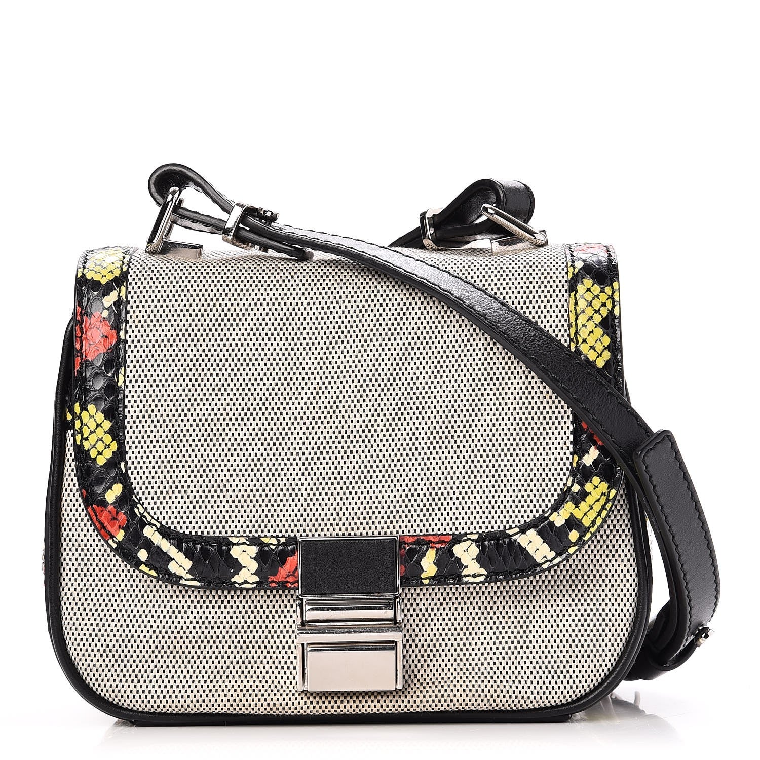 Proenza Schouler Canvas Ayers Calfskin Tiny Kent Shoulder Bag Black White 1 of 7
