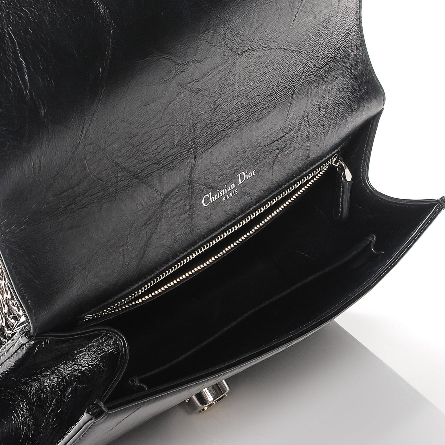 Crinkled Lambskin Cannage Medium Diorama Flap Bag Black