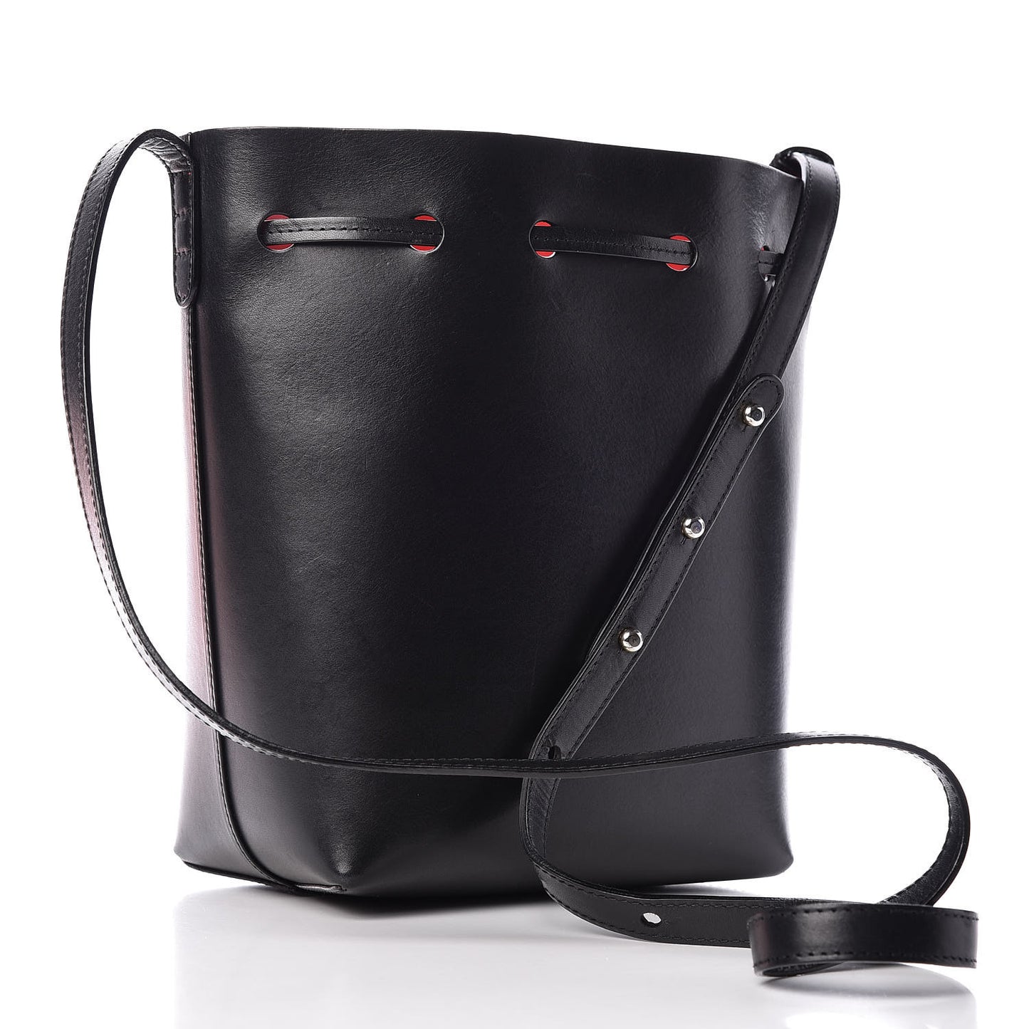 Vegetable Tanned Calfskin Mini Bucket Bag Black Flamma