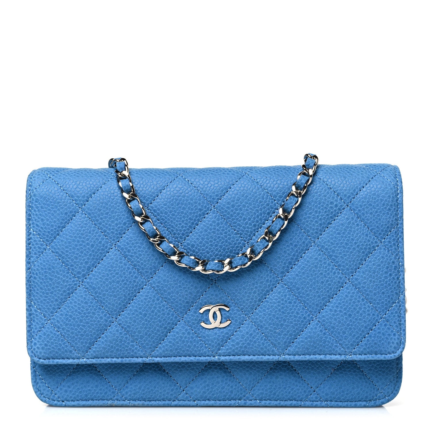 Chanel Iridescent Caviar Quilted Wallet on Chain WOC Blue 1 of 13