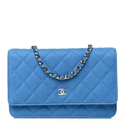 Chanel Iridescent Caviar Quilted Wallet on Chain WOC Blue 1 of 13