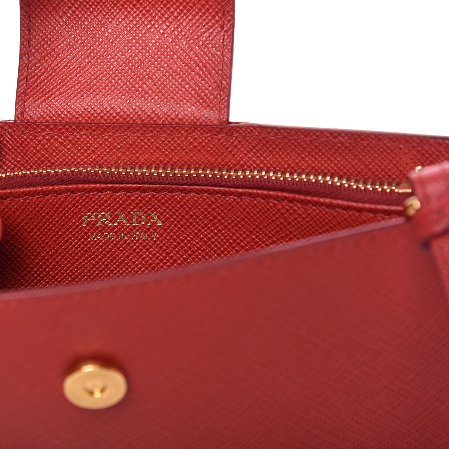 Prada Saffiano Metal Phone Wristlet Crossbody Wallet Rosso 8 of 9